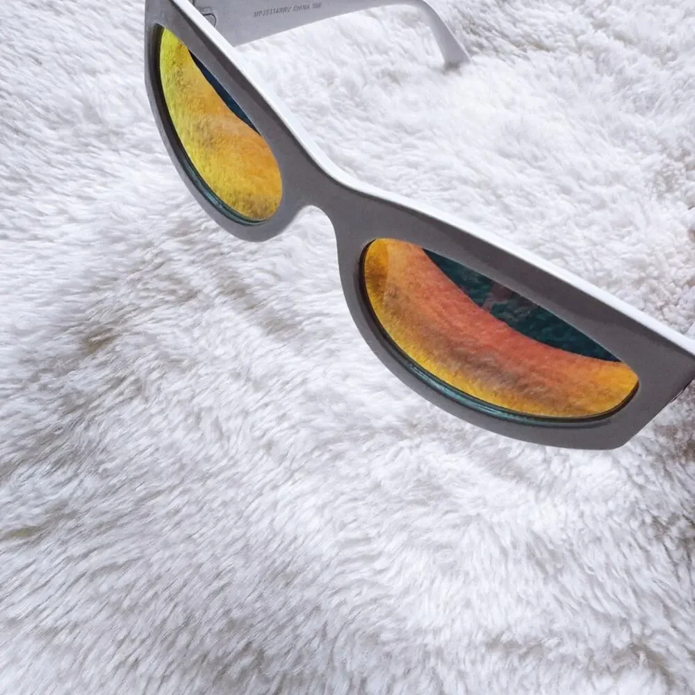 Faye Mirrored Orange with White Rim Sunglasses